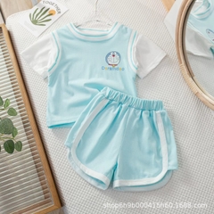Bộ đồ thể thao hai mảnh in hình doraemon dễ thương dành cho bé gái