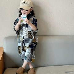 Bộ áo liền quần kẻ sọc thời trang dành cho bé gái