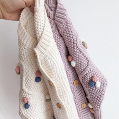 Áo len cardigan dệt kim phối nhiều màu sắc dễ thương dành cho bé gái