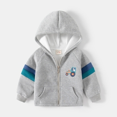 Áo khoác lông cừu khóa kéo kiểu dáng hoodie in hình dành cho bé trai