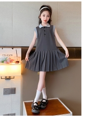 Đầm cổ polo không tay kiểu dáng xếp ly hợp thời trang dành cho bé gái