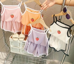 Bộ đồ hai dây co giãn lưng cao màu sắc dễ thương dành cho bé gái