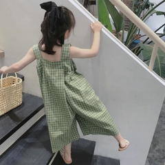 Bộ đồ áo liền quần hai dây kẻ sọc phong cách Hàn Quốc dành cho bé gái