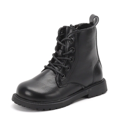 Giày boot Martin cổ thấp phong cách Anh Quốc khóa kéo một bên cho bé gái