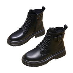 Giày boots Martin đế bằng cổ ngắn phong cách Anh Quốc dành cho nữ