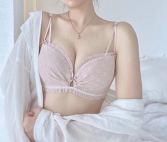 Bộ đồ lót nữ phối ren cổ chữ V sâu gợi cảm, không có gọng thép thoải mái dành cho nữ