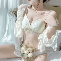 Bộ đồ lót nữ cup hình tam giác nâng ngực chống chảy xệ, phong cách tươi mới ngọt ngào