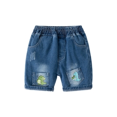 Quần short Denim phối túi hoạt hình khủng long dễ thương cho bé trai