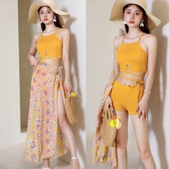 Bộ đồ bơi ba mảnh bằng vải voan che bụng phong cách Hàn Quốc gợi cảm