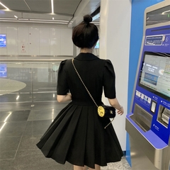 Đầm ôm eo tay ngắn phồng cổ chữ V vạt chéo xếp ly hợp thời trang dành cho nữ