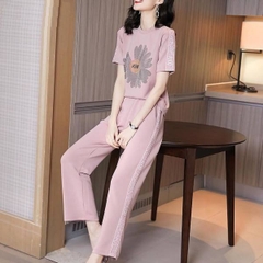 Bộ đồ thể thao giản dị họa tiết hoa cúc thời trang dành cho nữ