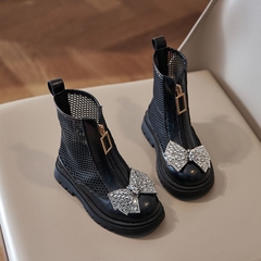 Giày boot UNMUN lưới thoáng khí đính nơ cho bé gái