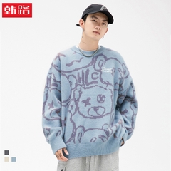 Áo len unisex dệt hình gấu phong cách Nhật Bản