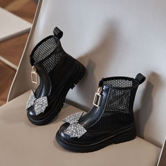 Giày boot UNMUN lưới thoáng khí đính nơ cho bé gái