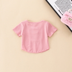 Áo thun kiểu dáng ngắn ôm dáng phong cách ngọt ngào dành cho bé gái