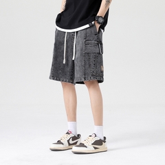 Quần short jean nam ống rộng túi hộp hợp thời trang