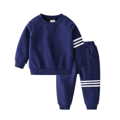 Bộ đồ thể thao cotton sọc dài tay cho bé trai