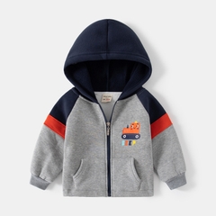 Áo khoác lông cừu khóa kéo kiểu dáng hoodie in hình dành cho bé trai