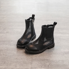Giày boot Martin UNMUN lưới thoáng khí khóa kéo tiện lợi cho bé gái