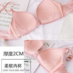 Bộ đồ lót nữ phối kẻ ca rô không gọng thép, kiểu dáng ngọt ngào dễ thương