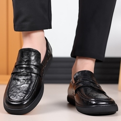 Giày lười nam phong cách retro chất da bò mềm mại, đế cao su êm ái