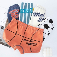 Combo 5 quần lót boxer cotton kiểu dáng họa tiết thể thao cho bé trai