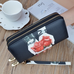 Ví nữ cầm tay khóa kéo đôi mới in hình thời trang, sức chứa lớn có thể đựng điện thoại