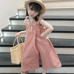 Bộ đồ áo liền quần hai dây kẻ sọc phong cách Hàn Quốc dành cho bé gái