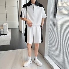 Bộ đồ nam áo cổ polo kéo khóa phối màu hợp thời trang