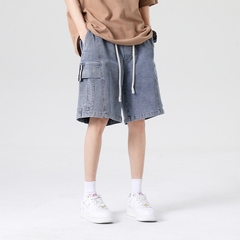 Quần short jean nam ống rộng túi hộp hợp thời trang