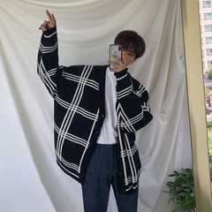 Áo len nam cardigan dài tay kẻ sọc phong cách Hàn Quốc