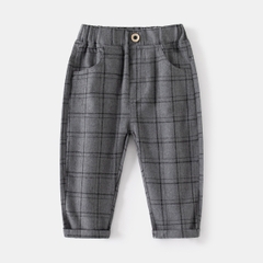Quần dài cotton mềm mại họa tiết sọc caro cho bé trai