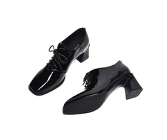 Giày boots cổ ngắn buộc dây miệng sâu mới