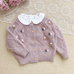 Áo len cardigan dệt kim phối nhiều màu sắc dễ thương dành cho bé gái