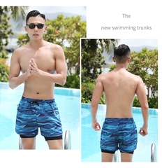 Quần bơi, quần thể thao hai lớp in họa tiết thoáng khí dành cho nam