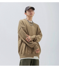 Áo len unisex giả hai lớp form rộng phong cách retro