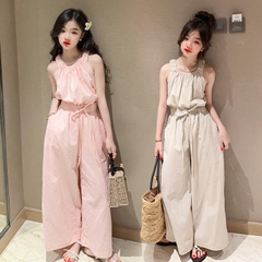 Bộ áo hai dây và quần ống rộng thời trang dành cho bé gái