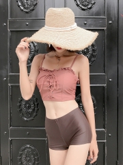Bộ đồ bơi ba mảnh kiểu dáng Nhật Bản nhỏ nhắn, dễ thương có lớp lót an toàn