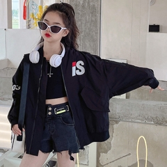 Áo khoác cổ đứng có khóa kéo thiết kế thời trang dành cho bé gái