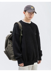 Áo len unisex giả hai lớp form rộng phong cách retro