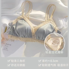 Bộ đồ lót nữ cúp ngực mỏng phối ren, không gọng thép, kiểu dáng thời trang Pháp