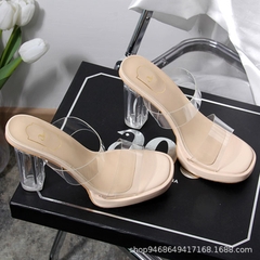 Giày sandal cao gót đế trong suốt không thấm nước