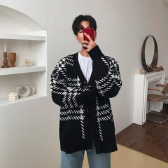 Áo len nam cardigan dài tay kẻ sọc phong cách Hàn Quốc