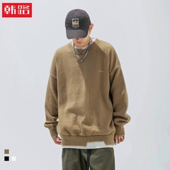 Áo len unisex giả hai lớp form rộng phong cách retro