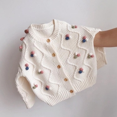 Áo len cardigan dệt kim phối nhiều màu sắc dễ thương dành cho bé gái