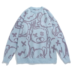 Áo len unisex dệt hình gấu phong cách Nhật Bản