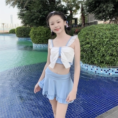 Bộ đồ bơi hai mảnh áo hai dây thắt nơ phối với váy ngắn kiểu dáng công chúa dễ thương