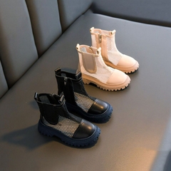 Giày boot Martin UNMUN lưới thoáng khí khóa kéo tiện lợi cho bé gái