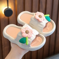 Dép UNMUN công chúa đế mềm tránh trơn trượt gắn hoa dễ thương cho bé gái