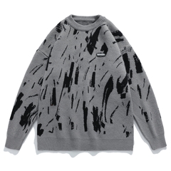 Áo len unisex dệt kim Nhật Bản họa tiết bắn mực vải Jacquard